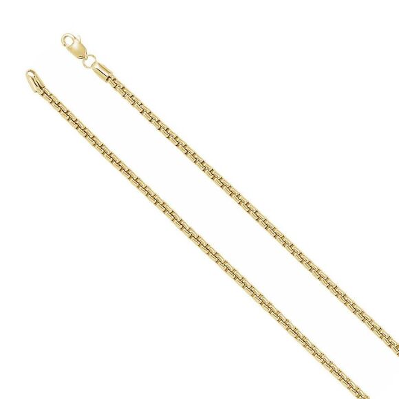 14K Yellow Gold 2.6mm Round Solid Box Chain Necklace, 18 Inch - Picture 1 of 4